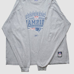 New England Patriots Reebok 2003 Long Sleeve T-shirt - Heather Gray Vintage on sale