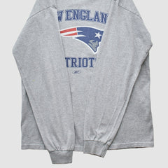 New England Patriots Reebok 2000s Long Sleeve T-shirt - Heather Gray Vintage on sale