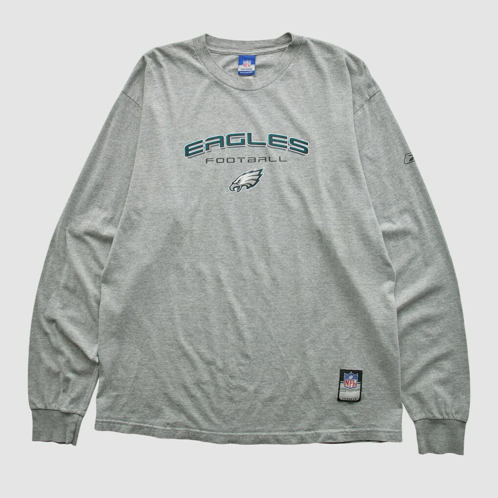 Philadelphia Eagles Reebok 2000s Long Sleeve T-shirt - Heather Gray Vintage discount