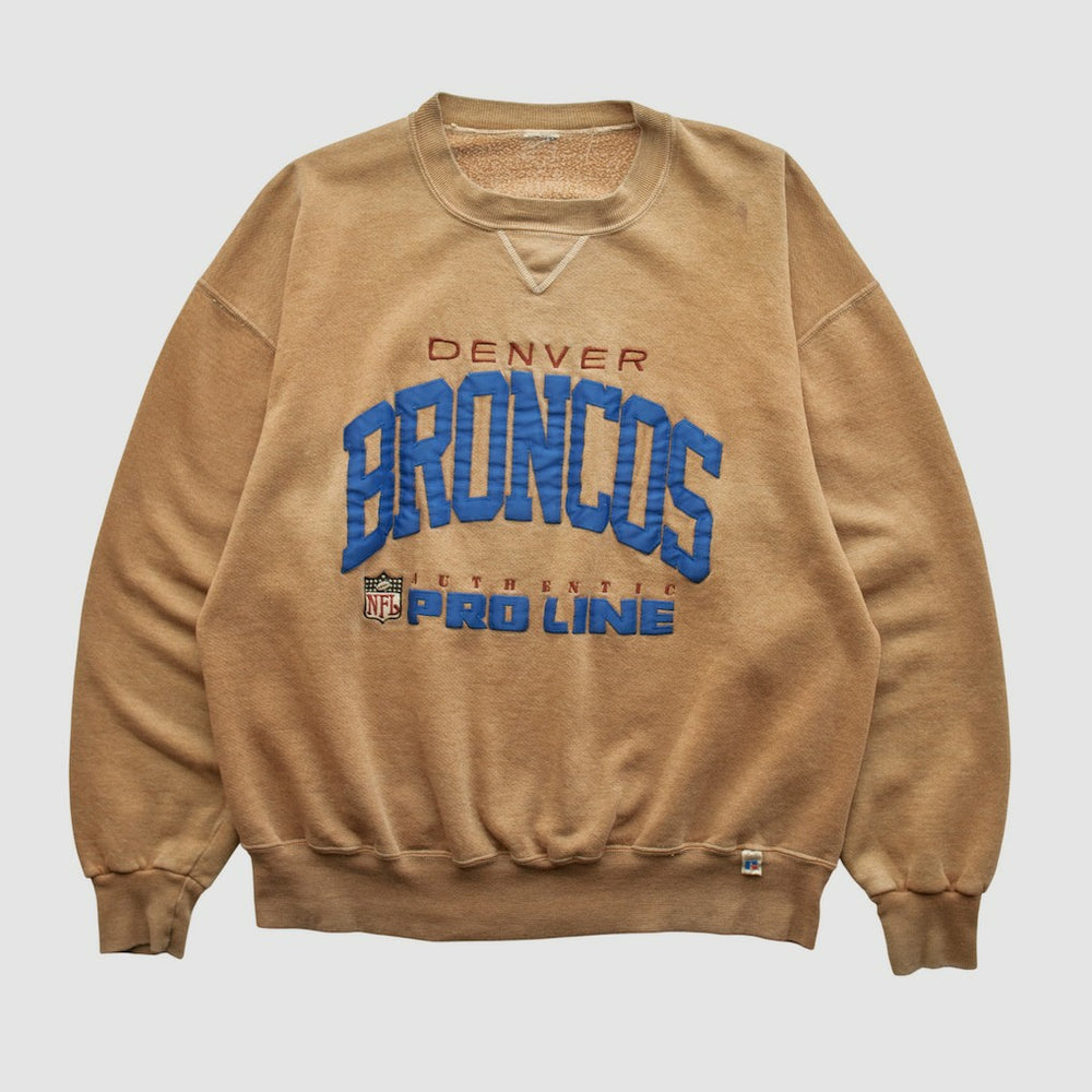 Denver Broncos 90s Pullover Sweatshirt - Tan Vintage for sale