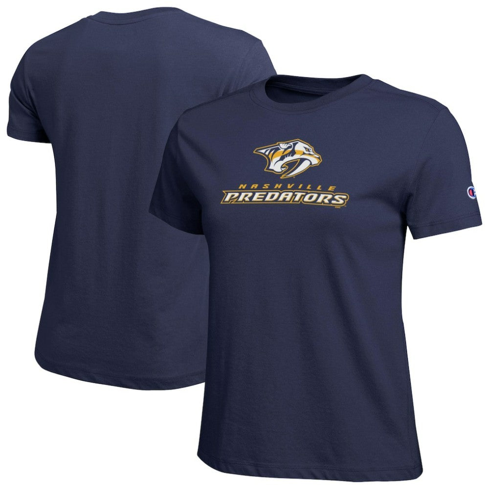 Nashville Predators Champion Women's Wordmark Lockup T-Shirt - Navy T-shirts