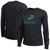 San Jose Sharks Champion Women's Wordmark Lockup Long Sleeve T-Shirt - Black T-shirts
