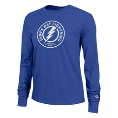 Tampa Bay Lightning Champion Women's Wordmark Lockup Long Sleeve T-Shirt - Royal T-shirts