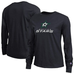 Dallas Stars Champion Women's Wordmark Lockup Long Sleeve T-Shirt - Black T-shirts