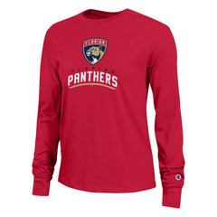 Florida Panthers Champion Women's Wordmark Lockup Long Sleeve T-Shirt - Red T-shirts