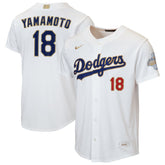 Yoshinobu Yamamoto Los Angeles Dodgers Youth 2026 Gold Collection Home Replica Jersey White