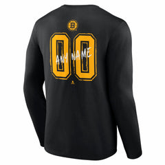 Boston Bruins Hustle Personalized Name & Number Long Sleeve T-Shirt - Black T-shirts