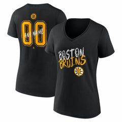 Boston Bruins Women's Hustle Personalized Name & Number V-Neck T-Shirt - Black T-shirts