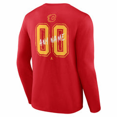Calgary Flames Hustle Personalized Name & Number Long Sleeve T-Shirt - Red T-shirts