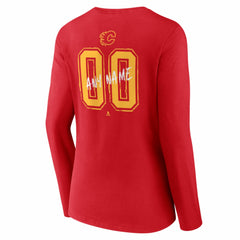 Calgary Flames Women's Hustle Personalized Name & Number Long Sleeve V-Neck T-Shirt - Red T-shirts
