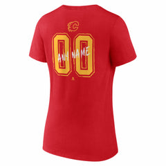 Calgary Flames Women's Hustle Personalized Name & Number V-Neck T-Shirt - Red T-shirts