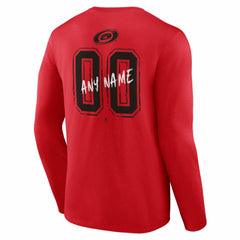 Carolina Hurricanes Hustle Personalized Name & Number Long Sleeve T-Shirt - Red T-shirts