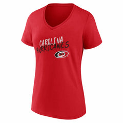 Carolina Hurricanes Women's Hustle Personalized Name & Number V-Neck T-Shirt - Red T-shirts