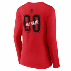 Chicago Blackhawks Women's Hustle Personalized Name & Number Long Sleeve V-Neck T-Shirt - Red T-shirts