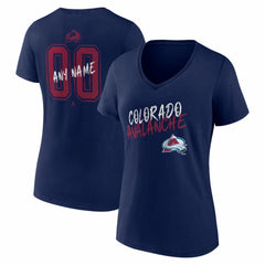 Colorado Avalanche Women's Hustle Personalized Name & Number V-Neck T-Shirt - Navy T-shirts