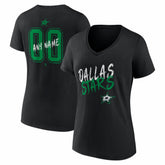 Dallas Stars Women's Hustle Personalized Name & Number V-Neck T-Shirt - Black T-shirts