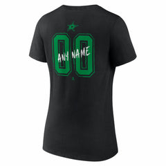 Dallas Stars Women's Hustle Personalized Name & Number V-Neck T-Shirt - Black T-shirts