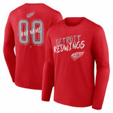 Detroit Red Wings Hustle Personalized Name & Number Long Sleeve T-Shirt - Red T-shirts