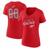 Detroit Red Wings Women's Hustle Personalized Name & Number V-Neck T-Shirt - Red T-shirts