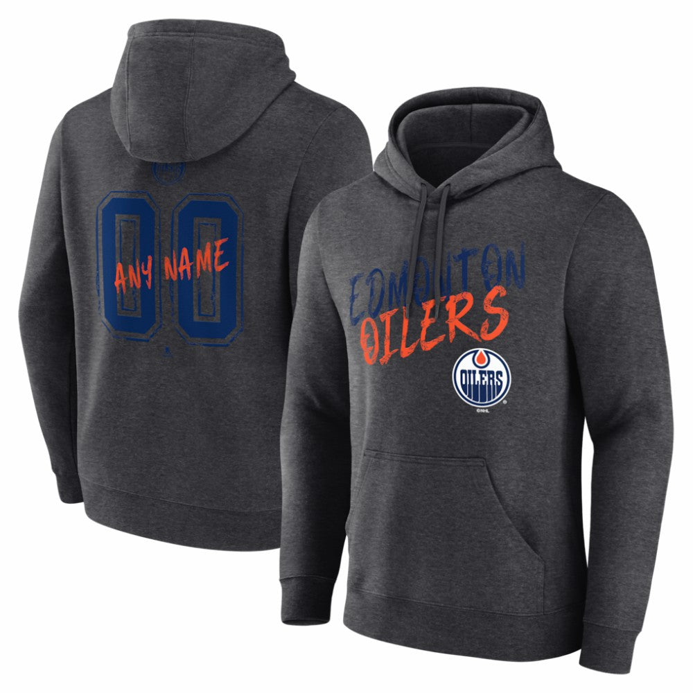 Edmonton Oilers Hustle Personalized Name & Number Hoodie - Charcoal Hoodies