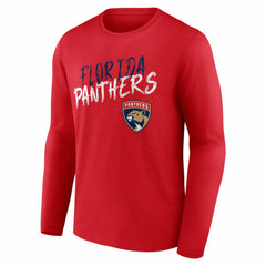 Florida Panthers Hustle Personalized Name & Number Long Sleeve T-Shirt - Red T-shirts