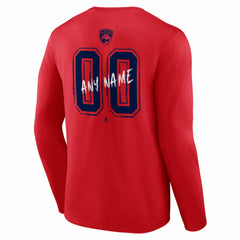 Florida Panthers Hustle Personalized Name & Number Long Sleeve T-Shirt - Red T-shirts