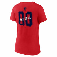 Florida Panthers Women's Hustle Personalized Name & Number V-Neck T-Shirt - Red T-shirts