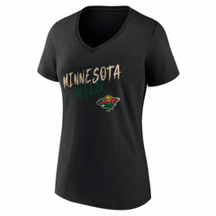 Minnesota Wild Women's Hustle Personalized Name & Number V-Neck T-Shirt - Black T-shirts