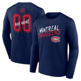 Montreal Canadiens Hustle Personalized Name & Number Long Sleeve T-Shirt - Navy T-shirts