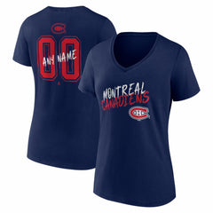 Montreal Canadiens Women's Hustle Personalized Name & Number V-Neck T-Shirt - Navy T-shirts