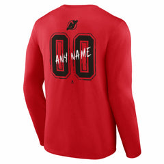 New Jersey Devils Hustle Personalized Name & Number Long Sleeve T-Shirt - Red T-shirts