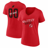 New Jersey Devils Women's Hustle Personalized Name & Number V-Neck T-Shirt - Red T-shirts