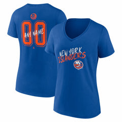 New York Islanders Women's Hustle Personalized Name & Number V-Neck T-Shirt - Royal T-shirts