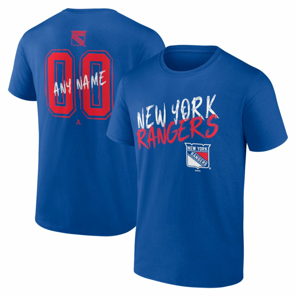 New York Rangers Big & Tall Hustle Personalized Name & Number T-Shirt - Blue T-shirts