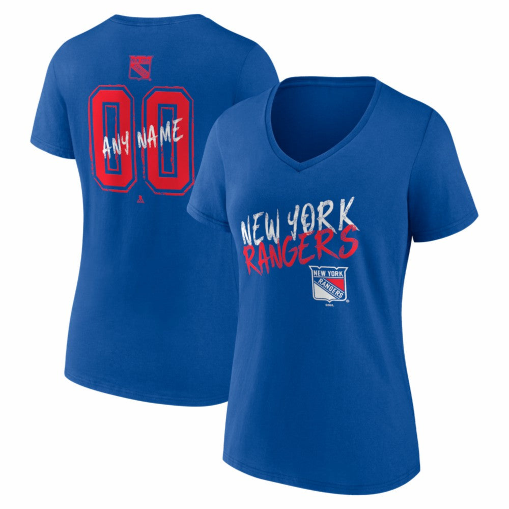 New York Rangers Women's Hustle Personalized Name & Number V-Neck T-Shirt - Blue T-shirts