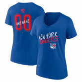 New York Rangers Women's Hustle Personalized Name & Number V-Neck T-Shirt - Blue T-shirts