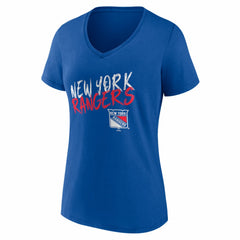 New York Rangers Women's Hustle Personalized Name & Number V-Neck T-Shirt - Blue T-shirts