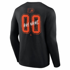 Philadelphia Flyers Hustle Personalized Name & Number Long Sleeve T-Shirt - Black T-shirts