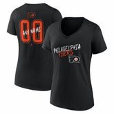 Philadelphia Flyers Women's Hustle Personalized Name & Number V-Neck T-Shirt - Black T-shirts