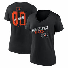 Philadelphia Flyers Women's Hustle Personalized Name & Number V-Neck T-Shirt - Black T-shirts