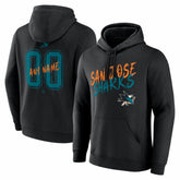 San Jose Sharks Big & Tall Hustle Personalized Name & Number Hoodie - Black Hoodies