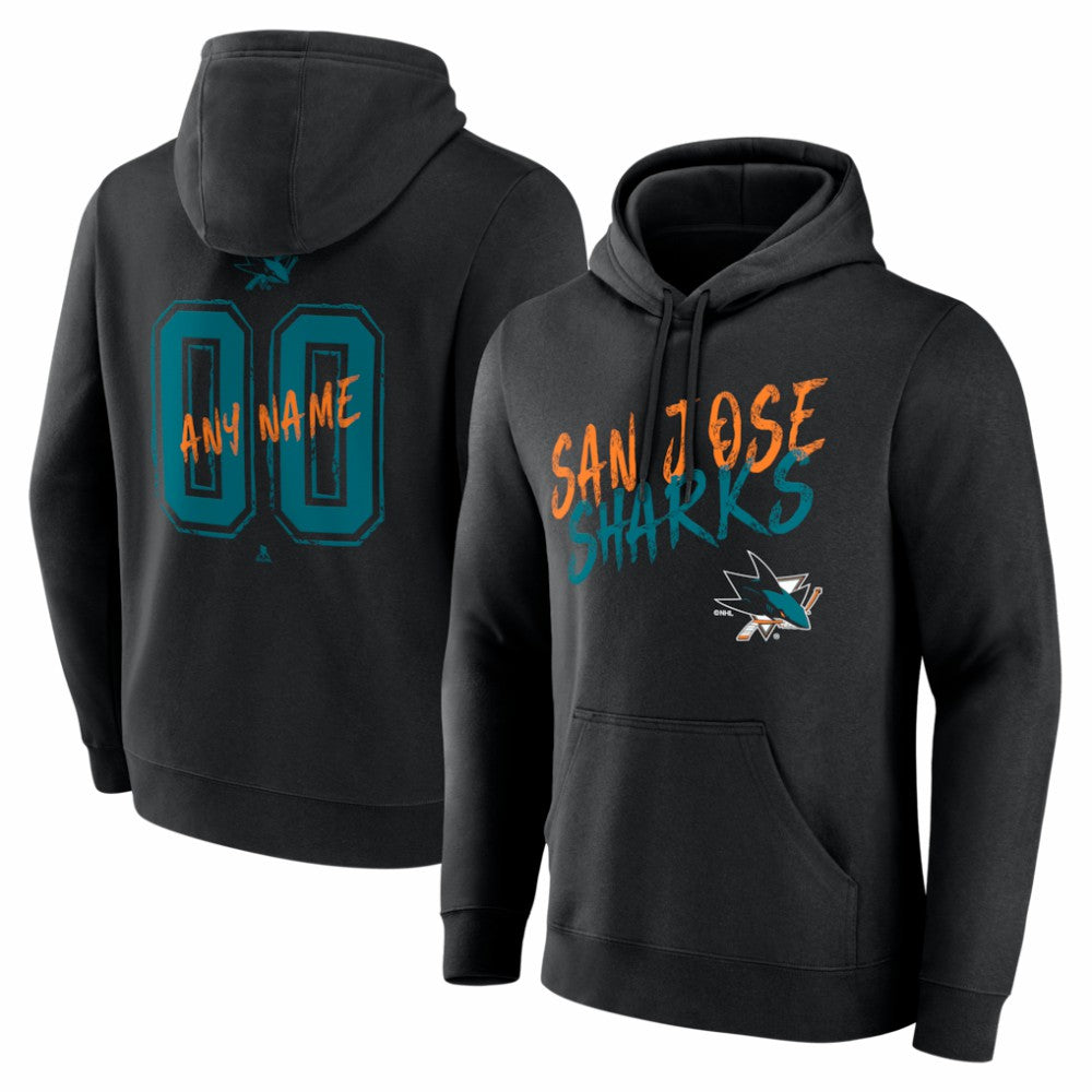 San Jose Sharks Hustle Personalized Name & Number Hoodie - Black Hoodies