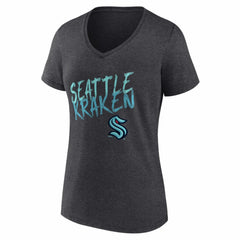 Seattle Kraken Women's Hustle Personalized Name & Number V-Neck T-Shirt - Charcoal T-shirts