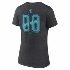 Seattle Kraken Women's Hustle Personalized Name & Number V-Neck T-Shirt - Charcoal T-shirts
