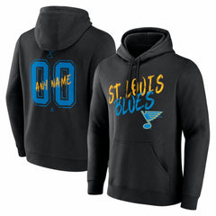 St. Louis Blues Big & Tall Hustle Personalized Name & Number Hoodie - Black Hoodies