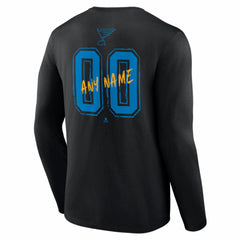 St. Louis Blues Hustle Personalized Name & Number Long Sleeve T-Shirt - Black T-shirts