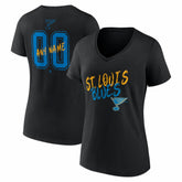 St. Louis Blues Women's Hustle Personalized Name & Number V-Neck T-Shirt - Black T-shirts