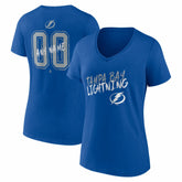 Tampa Bay Lightning Women's Hustle Personalized Name & Number V-Neck T-Shirt - Blue T-shirts