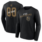 Vegas Golden Knights Hustle Personalized Name & Number Long Sleeve T-Shirt - Black T-shirts