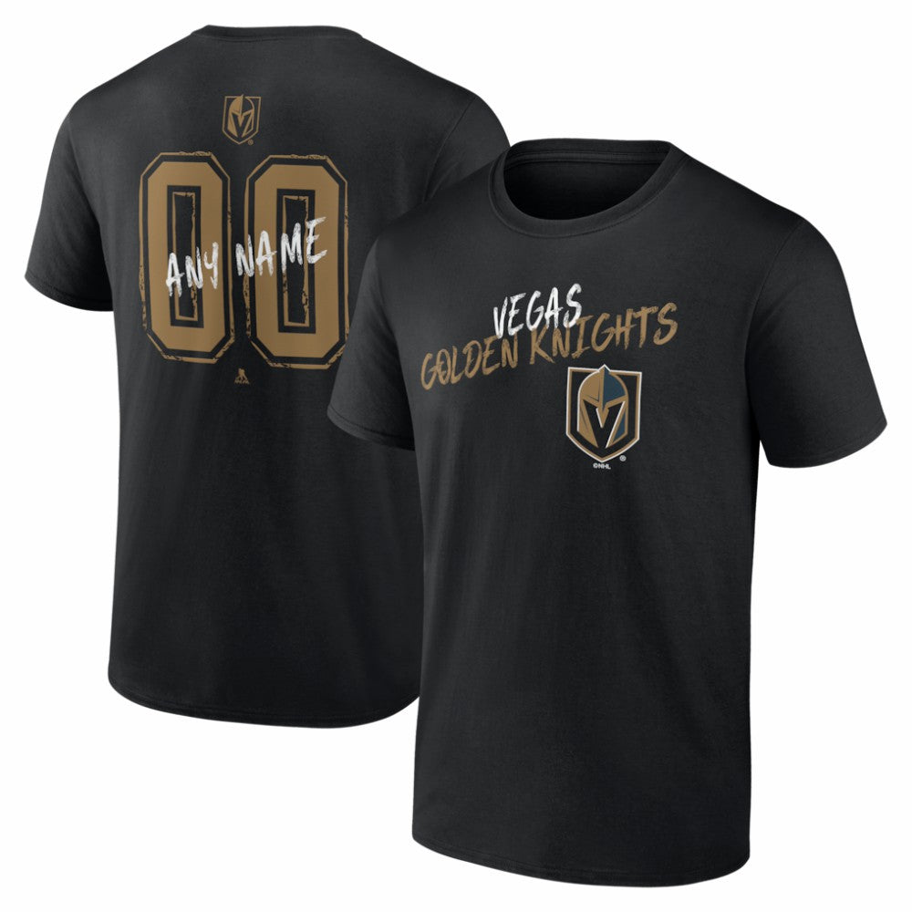 Vegas Golden Knights Hustle Personalized Name & Number T-Shirt - Black T-shirts